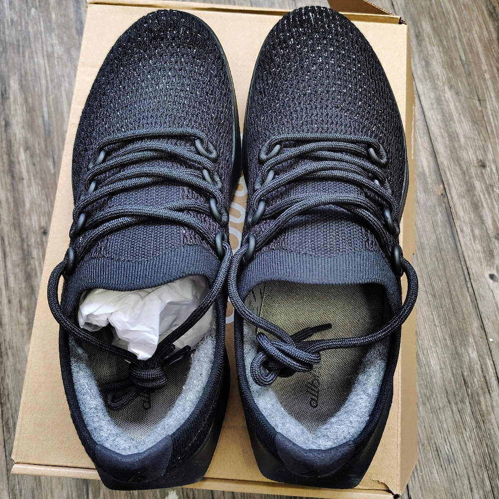 allbirds Men's Black Knit Wool Runner Sneakers